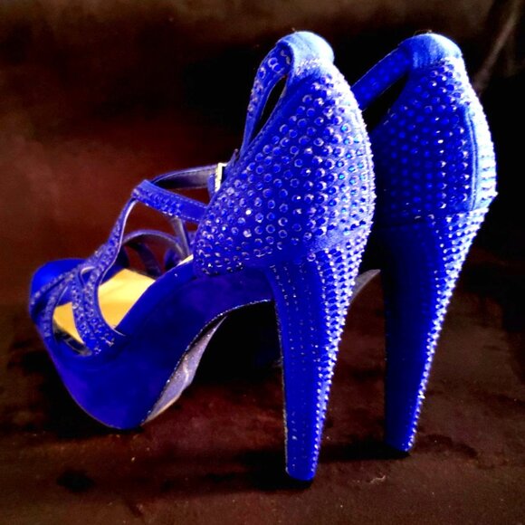 Cobalt Rhinestone Gianni Bini Stilettos - Picture 1 of 9